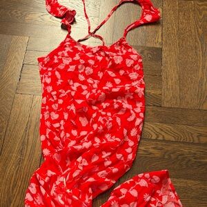 Red Floral Sleeveless Dress